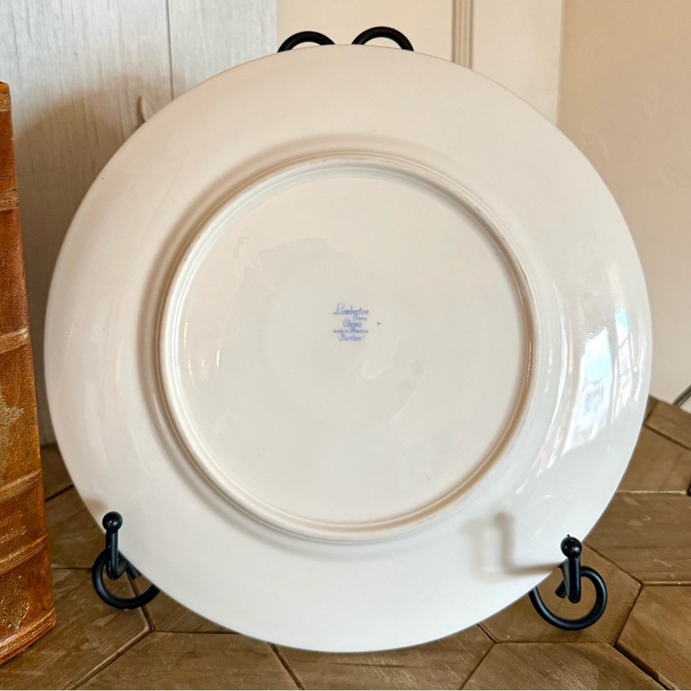 Vintage Set/2 Lamberton Ivory China, “Puritan” Dinner Plates,Fleur de Lis,10.38” - Picture 10 of 11